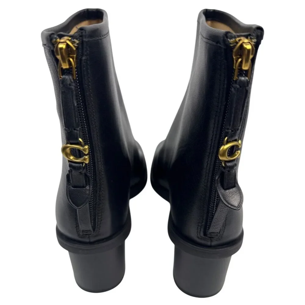 Coach Women's Gabi Black Leather Ankle Boots‎ Size 9.5